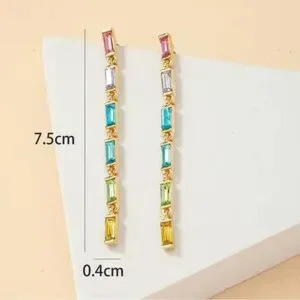 Multicolor Candy Ling Drop Rhinestone Earrings - Picture 3 of 4